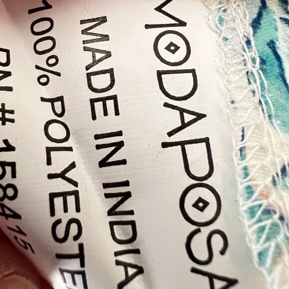 Modaposa Womens Floral Embellished Tunic Top Blue White 100% Polyester - Picture 3 of 9